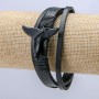 Men's bracelet 'Tail' made of black eco-leather, thickness 9mm ± black inserts, length 22cm