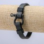 Men's bracelet-belt in black eco-leather, thickness 9.5 mm, length 22 cm
