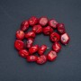 (Price per 100 g) Beads on a thread natural coral, faceted cut, diameter 18x14 mm +/-, length 41+
