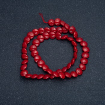 Natural Coral Beads on Thread, Coin Shape, diameter 8.5×4 mm, length 39 cm+