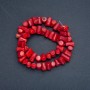 (Price per 100g) Faceted natural coral beads on thread, diameter 11×6 mm, length 39 cm+