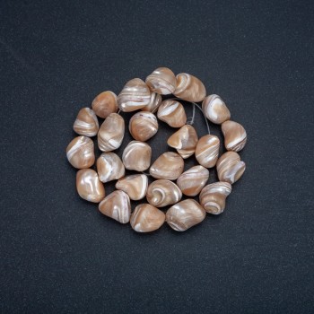 Beads on a Thread, Natural Beige. Mother-of-Pearl Button, 19x12 mm, Length 41 cm +