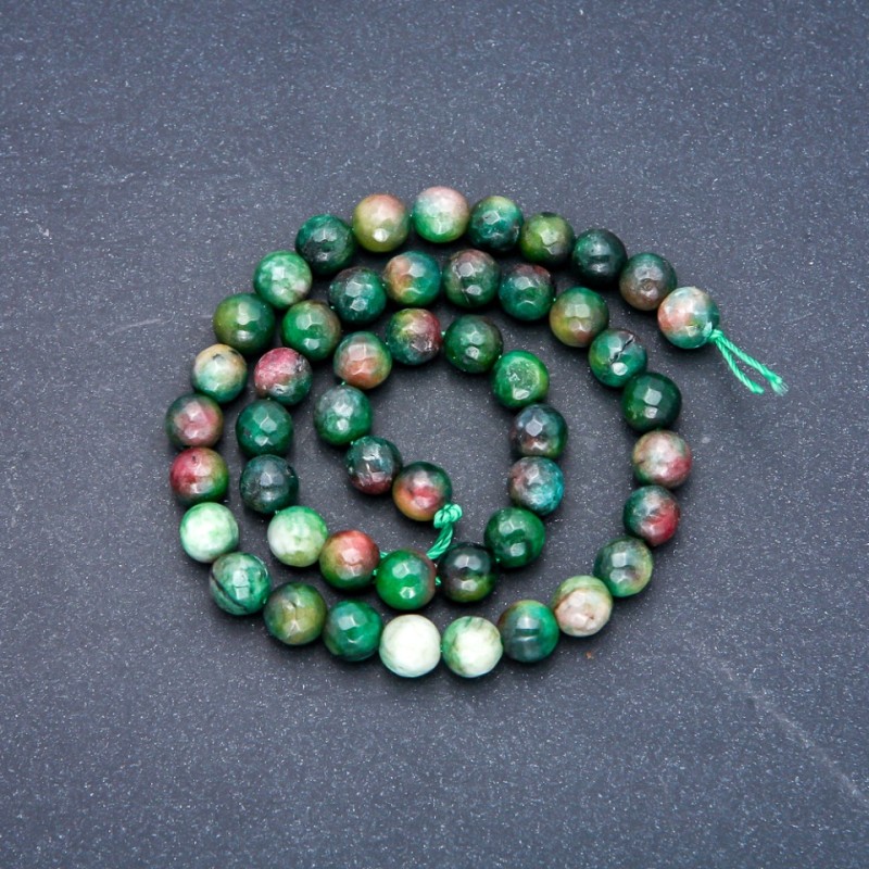 Zoisite Beads on Thread, Faceted Balls, 8 mm Diameter, 38 cm Length +