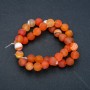 Beads on thread, natural orange matte agate, 10 mm diameter, 37 cm length +