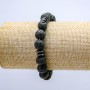 Elastic lava bracelet, 10mm diameter ±, with dark inlays
