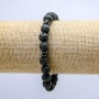 Elastic Lava Stone Bracelet, 8 mm diameter ±, with dark inlays