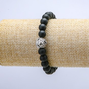 Shungite Elastic Bracelet (Name), 8mm diameter ± Leo, length 18 cm +