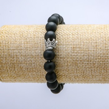 Shungite elastic bracelet (named after), diameter 10 mm ± Crown, length 18 cm+