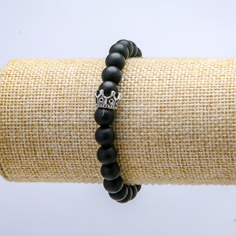 Shungite elastic bracelet (name), diameter 8mm ± 'Crown'