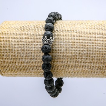 Lava Elastic Bracelet with Crown, 8mm Diameter ±