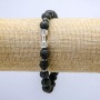 Elastic lava bracelet, 8 mm diameter ± with dumbbell and inserts