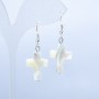 White Mother-of-Pearl Cross Earrings, 20×15 mm cross, overall length 45 mm