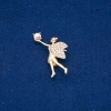 Sale! Fairy Brooch, white and petrol rhinestones, gold-tone metal 35×24mm +