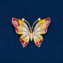Sale! Butterfly Brooch, enamel, white crystals, gold-tone metal 54×43 mm +