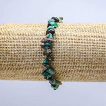 Chrysocolla Stone Bracelet on Elastic, Chip Beads, 10 mm Diameter, 18 cm Length