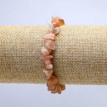 Pink Selenite Chip Bracelet on Elastic, 10mm Bead Diameter, 18 cm Length