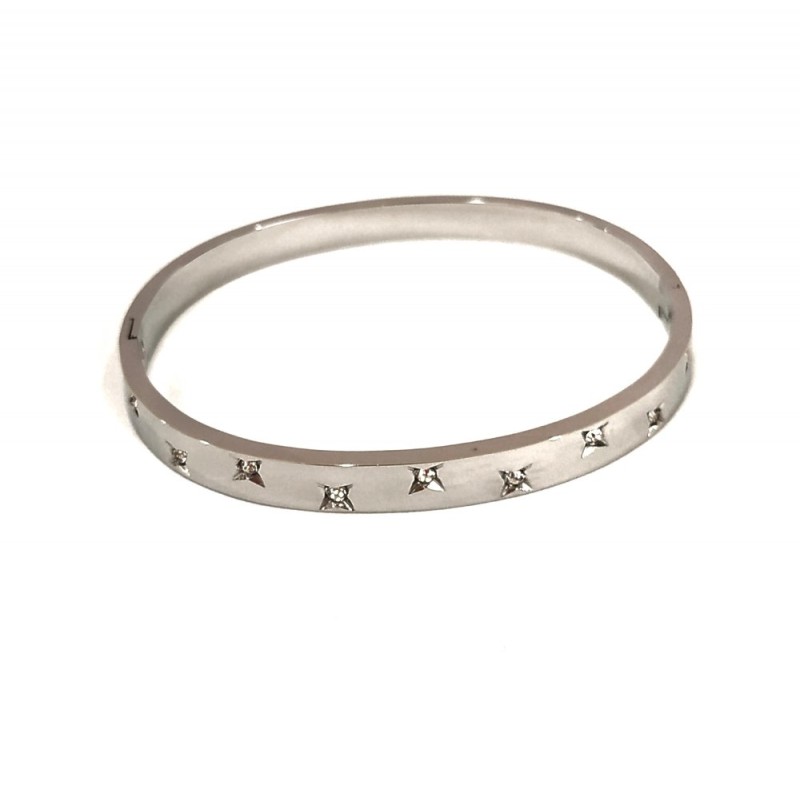 Xuping Rhodium Bracelet with White Crystals, 6 mm thick, diameter 64×53 mm