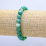 Elastic bracelet with green matte agate, 8 mm diameter, 18 cm length