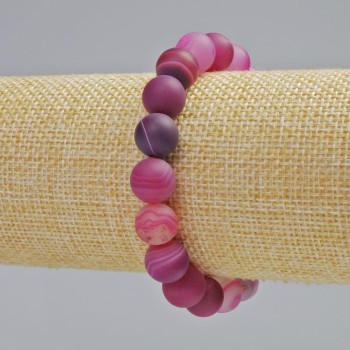 Stretch bracelet Raspberry Matte Agate, 10 mm diameter, 18 cm length+