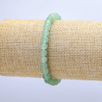 Elastic nephrite bracelet with smooth beads, 6 mm diameter, 18 cm length