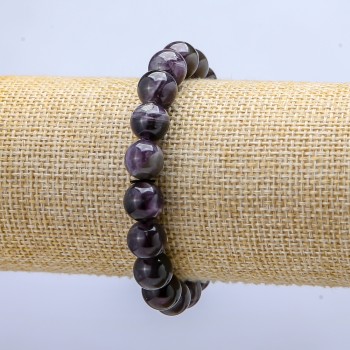 Elastic amethyst bracelet, 10 mm diameter, 18 cm length