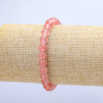 Elastic Chalcedony Bracelet with Smooth Bead, 6(±)mm diameter, 18 cm length