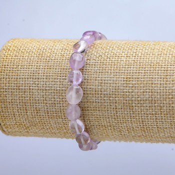 Elastic bracelet with natural amethyst, faceted beads, 7x6 mm diameter, 18 cm length