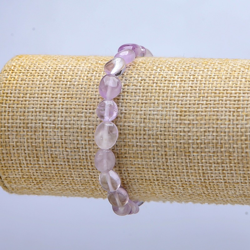 Elastic bracelet with natural amethyst, faceted beads, 7x6 mm diameter, 18 cm length