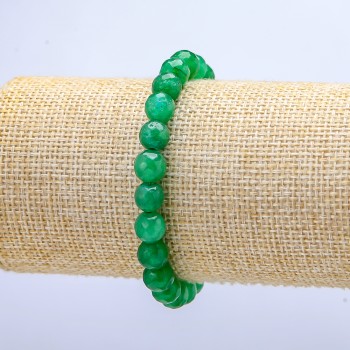 Chrysoprase Elastic Bracelet - Faceted Bead, 7.5 mm Diameter, 18 cm Length