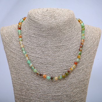Beaded Necklace of Brazilian Agate, Smooth Beads, 6mm Diameter, Length 45 cm+