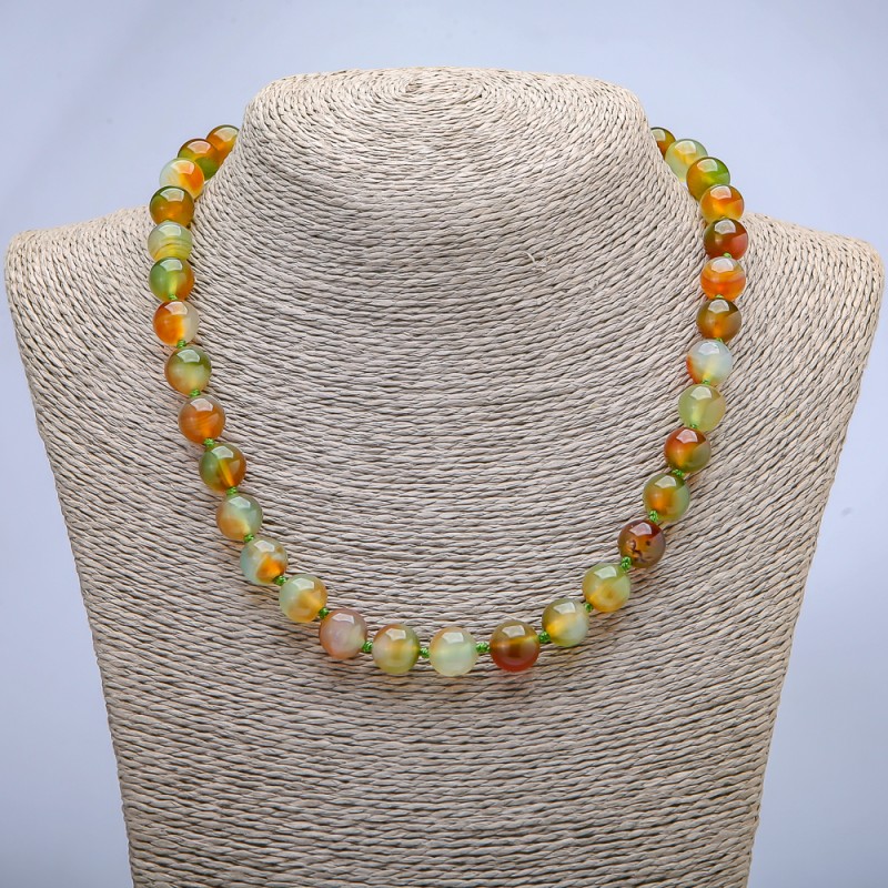 Brazilian Agate Necklace - Smooth Bead, 10mm diameter, 45cm+ length
