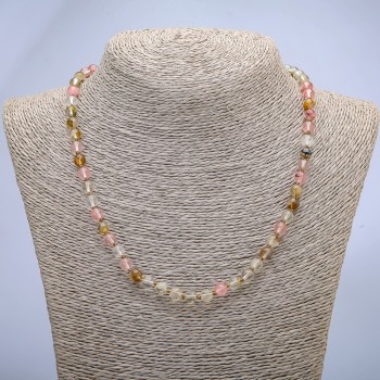 Natural chalcedony bead necklace, assorted colors, bead diameter 6 mm (±), length 45 cm
