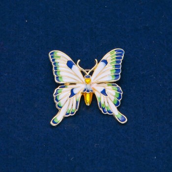 Discount! Gold-tone butterfly brooch, enamel, 36x36 mm +