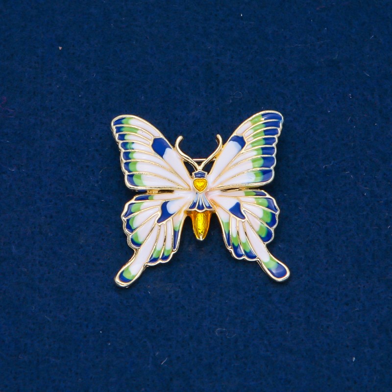 Discount! Gold-tone butterfly brooch, enamel, 36x36 mm +