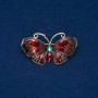 Sale! Butterfly Brooch in Gold-Tone Metal, Enamel, Green Rhinestone, 48x27mm +