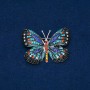 Sale! Butterfly Brooch in silver-colored metal with multicolored rhinestones, 35x50 mm +