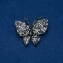 Discount! Butterfly Brooch, silver-toned metal, black and white crystals 44x48 mm +