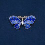 Discount! Butterfly Brooch in Gold-Tone Metal, Enamel, and White Rhinestone 48x24 mm +