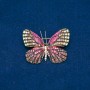 Discount! Gold-toned butterfly brooch with pink, gold-toned, and white crystals, 38×47 mm +