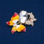 Discount! Butterfly Brooch in golden metal, white crystals, enamel, and a white crystal, 47x63 mm +