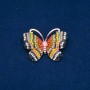 Discount! Butterfly Brooch in Gold-Tone Metal, Multicolored Rhinestones and a Bead, 34x45 mm +