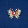 Discount! Butterfly Brooch with golden metal, multicolored crystals and bead 34x45mm +