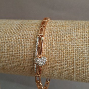 Xuping Bracelet with 18K Gold Plating and White Crystals, length 17-19 cm, thickness 4 mm +