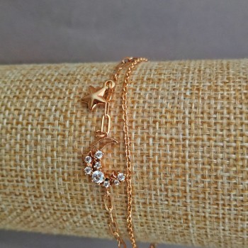Xuping Bracelet with 18K Gold Plating and White Crystals, Length 16-18 cm, Thickness 3 mm +