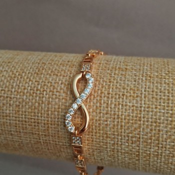 Xuping Bracelet 18K Gold Plating with White Crystals, length 17-19 cm, thickness 3.7 mm +