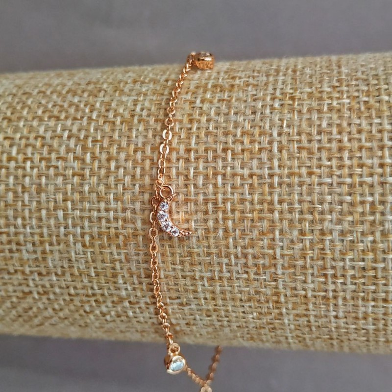 Xuping bracelet 18K gold plating with white crystals, length 17-19 cm, thickness 1.2 mm +