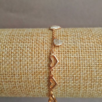 Xuping Bracelet 18K Gold Plating with White Crystals, Length 18-20 cm, Thickness 1.2 mm +