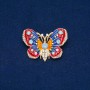 Discount! Butterfly Brooch with gold-toned metal, enamel and white, blue, lime green, and pink rhinestones 30x45mm +