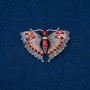 Sale! Butterfly Brooch in silver-colored metal, burgundy and petrol crystals 35x50 mm +
