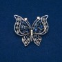 Sale! Butterfly Brooch in Silver Metal, BLUE, Gray, White, and Petrol Rhinestones 46x52 mm +
